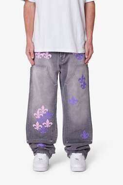 NEW MNML Men's Size 34 Ultra Baggy Fleur Double Knee Carpenter Canvas Jeans